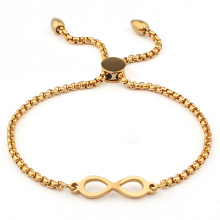 Stainless Steel Women Girls Gold Plated Adjustable Slider Chain Infinity Bracelet